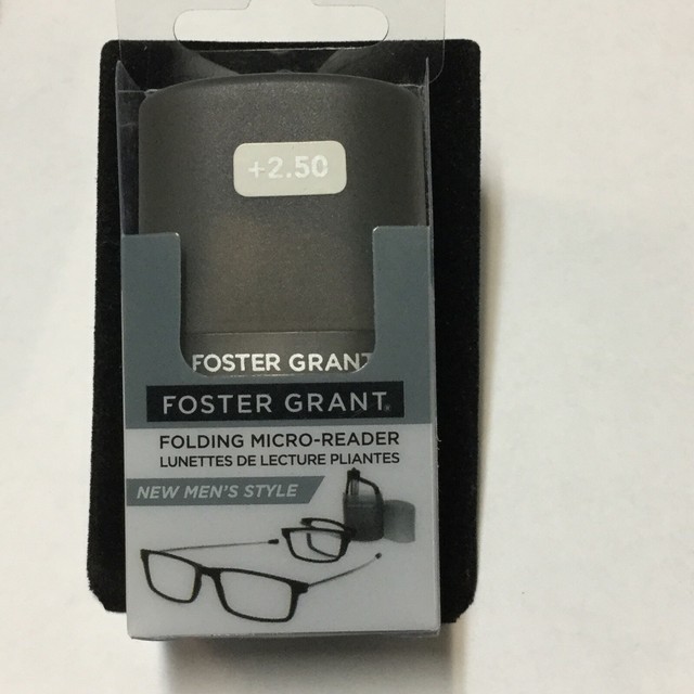 Foster Grant Gino Microreader Folding Reading Glasses 2.50 for sale