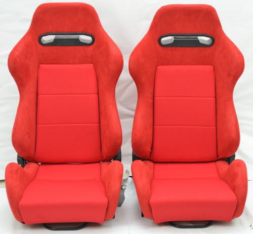 All out fab DC2 EK9 ITR CTR SR3 style reclinable seats Red 2pcs sliders new