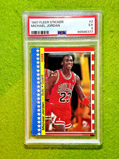 Michael Jordan 1987 FLEER STICKER PSA 5 CARD JERSEY #23 CHICAGO BULLS 1987 Fleer