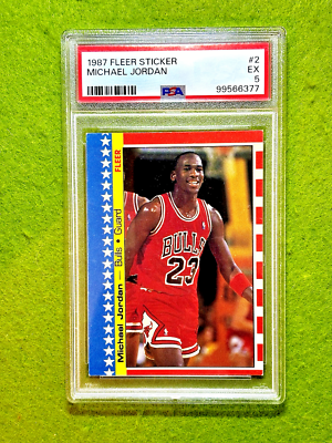 Michael Jordan 1987 FLEER STICKER PSA 5 CARD JERSEY #23 CHICAGO