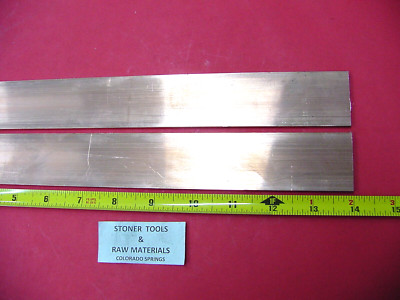 2 Pieces 1/4'' x 2'' C110 COPPER BAR 14'' long Solid Flat Mill Bus Bar Stock H02
