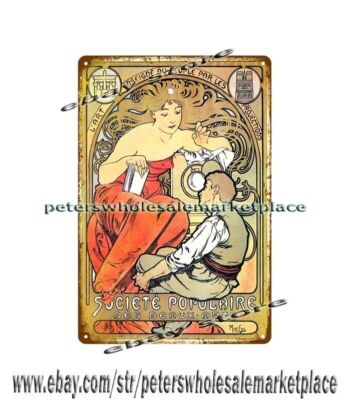 wall art 1897 Alphonse Mucha Societe Populaire des Beaux-Arts metal tin sign