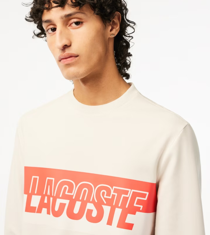 Mens Lacoste Sweatshirt Beige Pullover With Logo - Size L thumbnail 9
