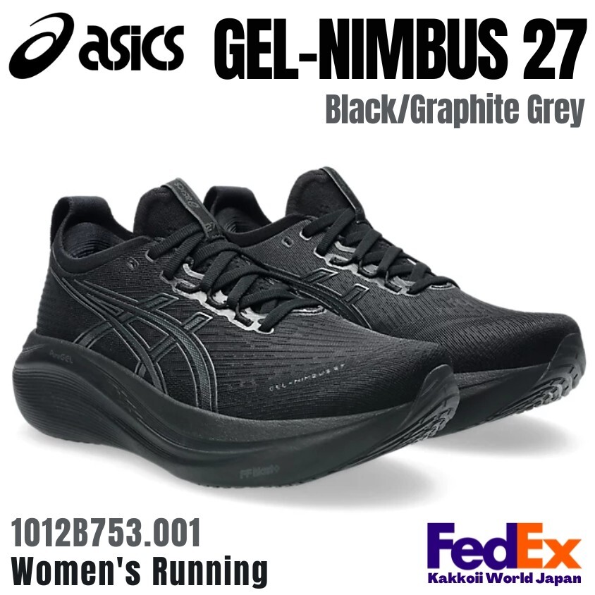 ASICS GEL-NIMBUS 27 ブラック サイズ27.0cm ASICS Women's Running shoes GEL-NIMBUS 27 Black/Graphite