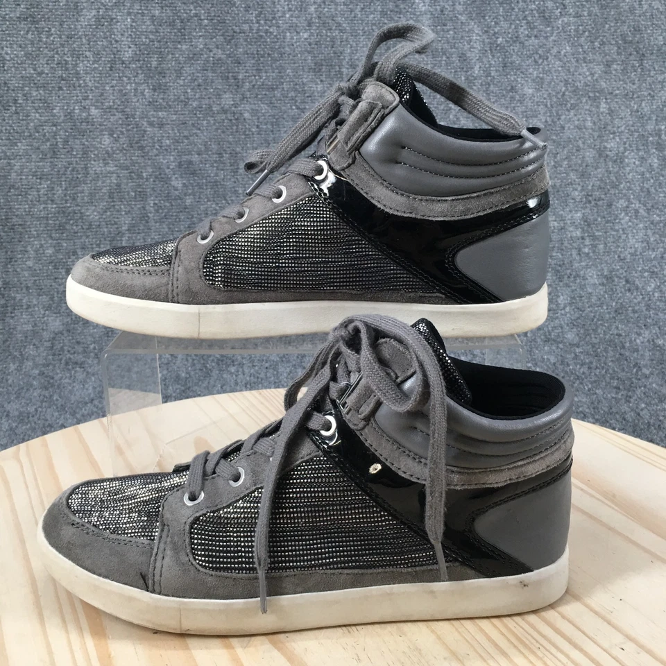 Zapatos CK Calvin Klein para mujer 8,5 Zapatillas altas Gris metálico Gamuza Con cordones Foto 2 de 4