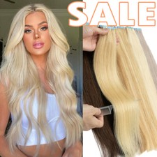 Seamless Tape In Human Hair Extensions Remy Skin Weft Brazilian Hair US STOCK 8A