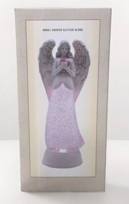 Cracker Barrel Angel Pink Skirt Glitter Globe Lighted Acrylic Angel 13'' NIB New