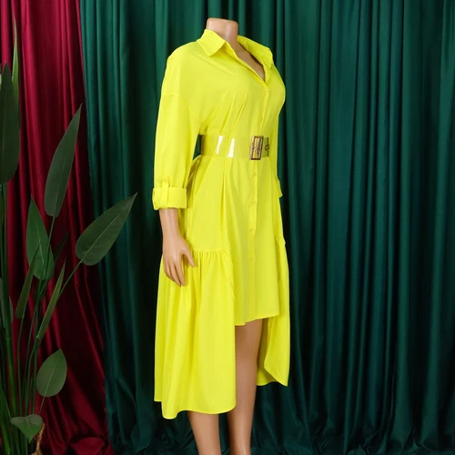 Women's Elegant Lapel Maxi Long Dress Casual Fashion Solid Shirt Club Dress - Bild 20 von 35