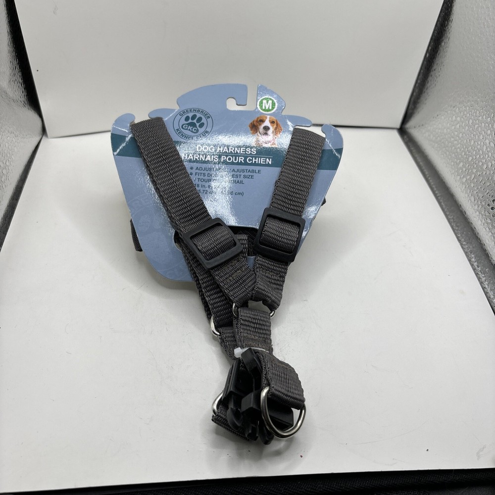 Dog Harness Size M Medium Plain Dark Gray GKC Adjustable Dogs Chest 18-24 In.
