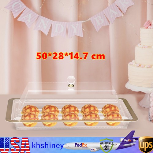 Acrylic Wedding Cake Display Plate Cookies Deserts Stand Serving Tray with Lid