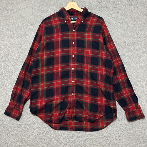 Polo Ralph Lauren kariertes Hemd Erwachsene Large rot Langarm Knopfleiste klassische Passform