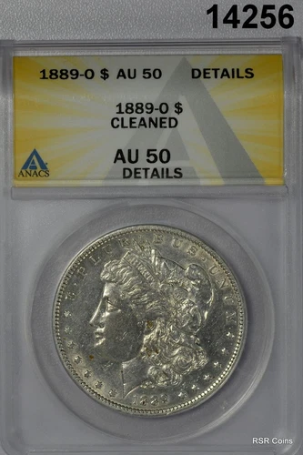 1889 O MORGAN SILVER DOLLAR ANACS CERTIFIED AU50 CLEANED #14256