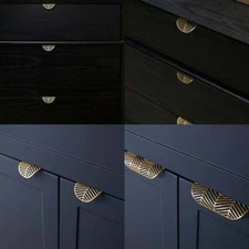 2/4X Brass Gold Leaf Design Cabinet Handles Invisible Drawer Pulls Cabinet knobs