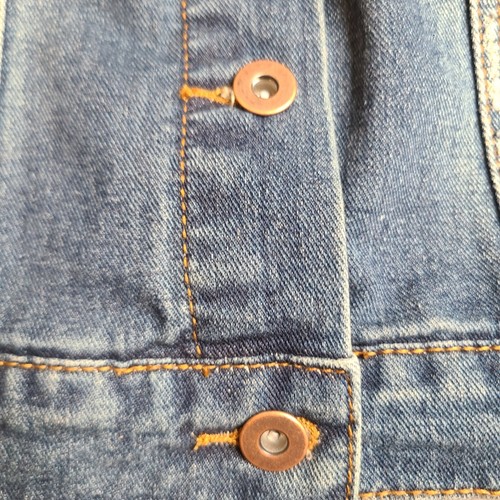 Forever 21 Women Medium Denim Jean Jacket Aztec Western Boho Grunge Trucker - Picture 7 of 10