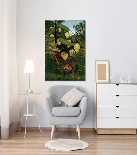 Combattimento tra una tigre e un bufalo Henri Rousseau solo incorniciato o stampa - Foto 5 di 9