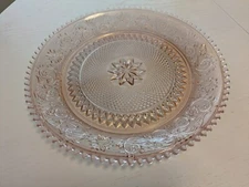 VTG Serving Tray Pink Glass 12" Deviled Egg Appetizer  Hors d'oeuvres Platter