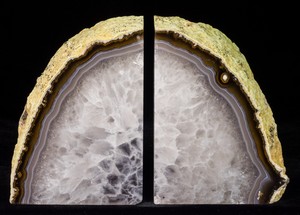 Agate-Bookends-Geode-Crystal-Polished-Quartz-Druzy-Brazil-Specimen