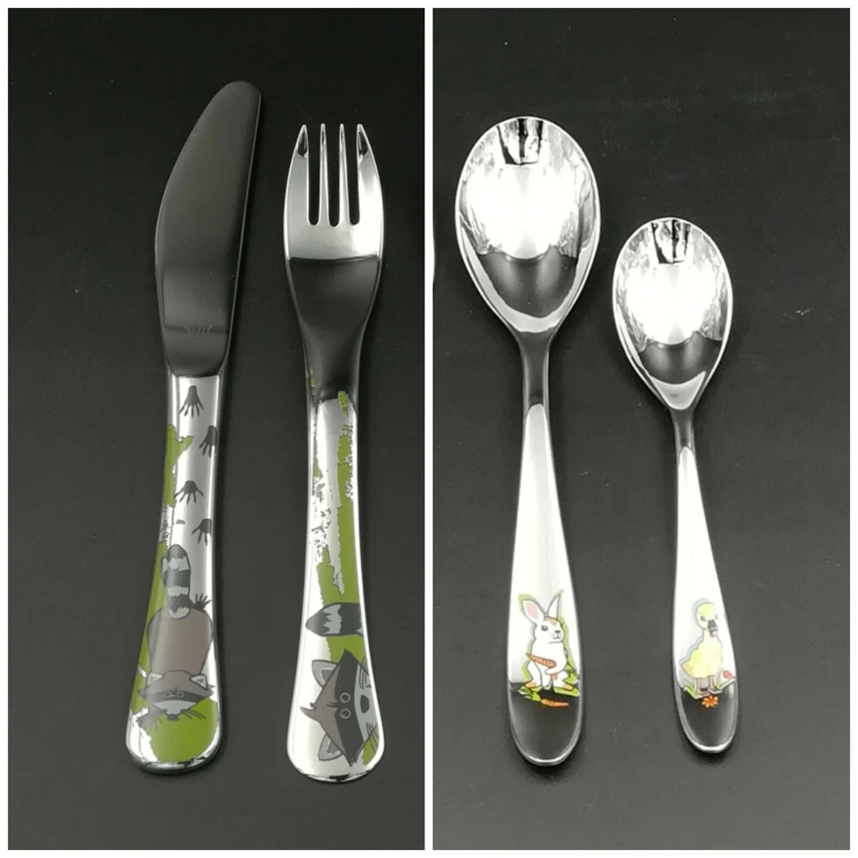 WMF Silit Kinderbesteck 4-tlg. Set Edelstahl spülmaschinenfest Waschbär/Tiere