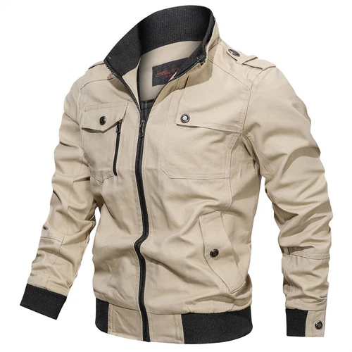 Herren Vintage Bomberjacke Stehkragen Fliegerjacke Pilotenjacke Übergangsjacke~~ - Bild 15 von 17