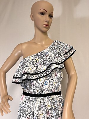 Likely Daisy Delbarton One Shoulder Asymmetrical Floral Ruffle Dress Size 4  | eBay