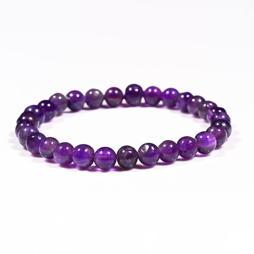 A++ Schöne Amethyst glatte runde Edelstein Perlen Schutz Armbänder 6-8 Zoll - Bild 5 von 17