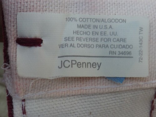 JCP JC Penney Tab Top White Burgundy Curtains-3 Panels - Picture 5 of 6