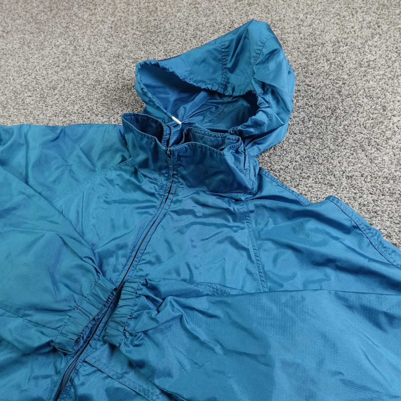 VTG Eddie Bauer Jacket Mens XL Blue Nylon Hooded Windbreaker Coat Outdoor 90s