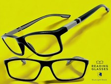 Sleek Contemporary Modern Sporty READING EYE GLASSES READERS Black Frame 2.00