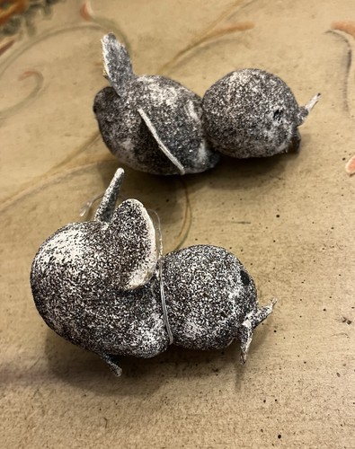 Vtg-Silver Mica Glitter Cardboard Putz Bird-Lot 2-Xmas Tree Ornament-Paper Mache - Picture 11 of 16