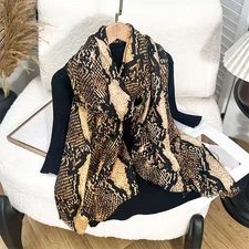 Trendy Leopard Print Scarf for Women Soft Large Shawl Wrap Pashmina 180x90cm