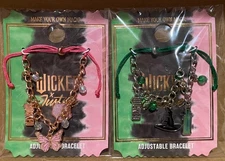 NEW SET OF 2 WICKED MOVIE ADJUSTABLE CHARM BRACELETS GLINDA  & ELPHABA GRANDE