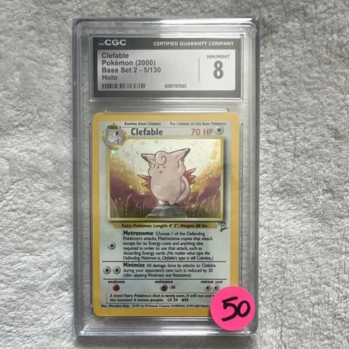 Clefable Base Set 2 5/130 Holo CGC 8 Pokémon TCG Graded Card 2000 English