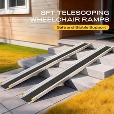 8FT Adjustable Wheelchair Ramp Telescoping Ramps for Wheelchairs 96" L x 7.5" W