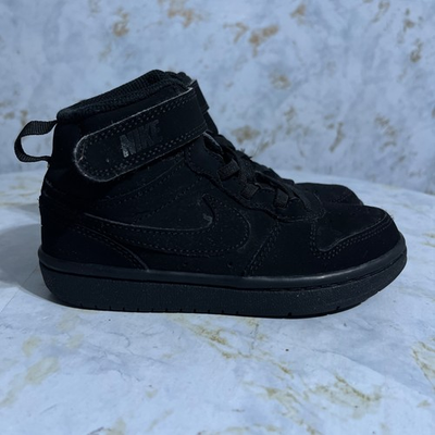 #ad Nike Court Borough 2 Mid Youth Kids Size 11C Shoes Triple Black Athletic Sneaker $29.95
