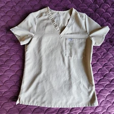 FIGS Womens Scrub Top Technical Collection Work Khaki Size Small 