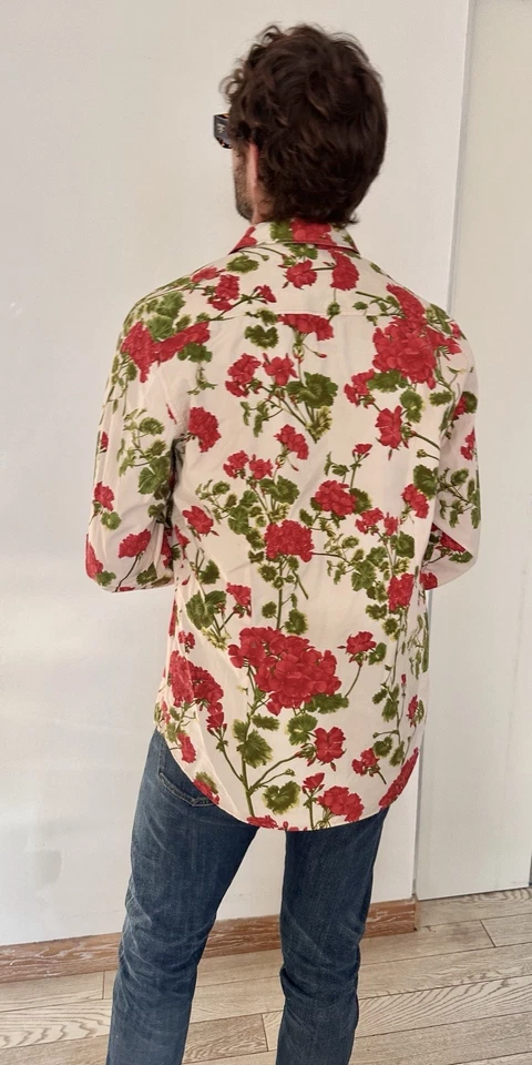 Dolce & Gabbana Camicia Uomo Elegante Elegante Floreale Rosso Rose Cotone Tag... - Immagine 2 di 4