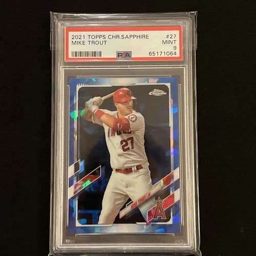 2021 Topps Chrome Sapphire #27 Mike Trout PSA 9 Mint Los Angeles Angels MVP