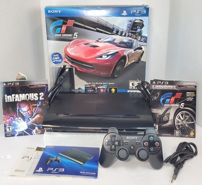 Sony Playstation 3 PS3 Super Slim (CECH-4001C) 500GB GT5 Bundle in Box TESTED 