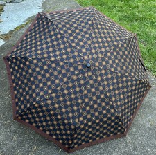 AUTHENTIC: Vintage Gianni Versace Medusa Checkerboard Umbrella w Wooden Handle