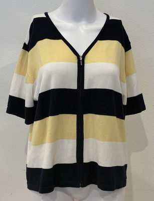 Vtg 90s Christopher Banks Striped Zip Up Cardigan Size L Nautical Old Money Prep