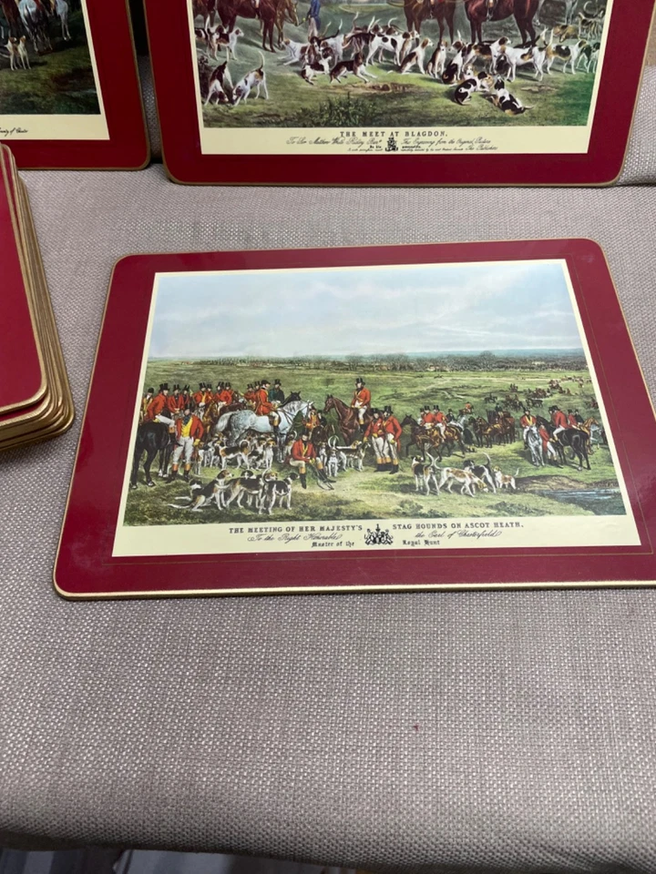 Fox Hunting England Clover Leaf Table Cork Placemats Red England lot of 12 - Image 4 of 4