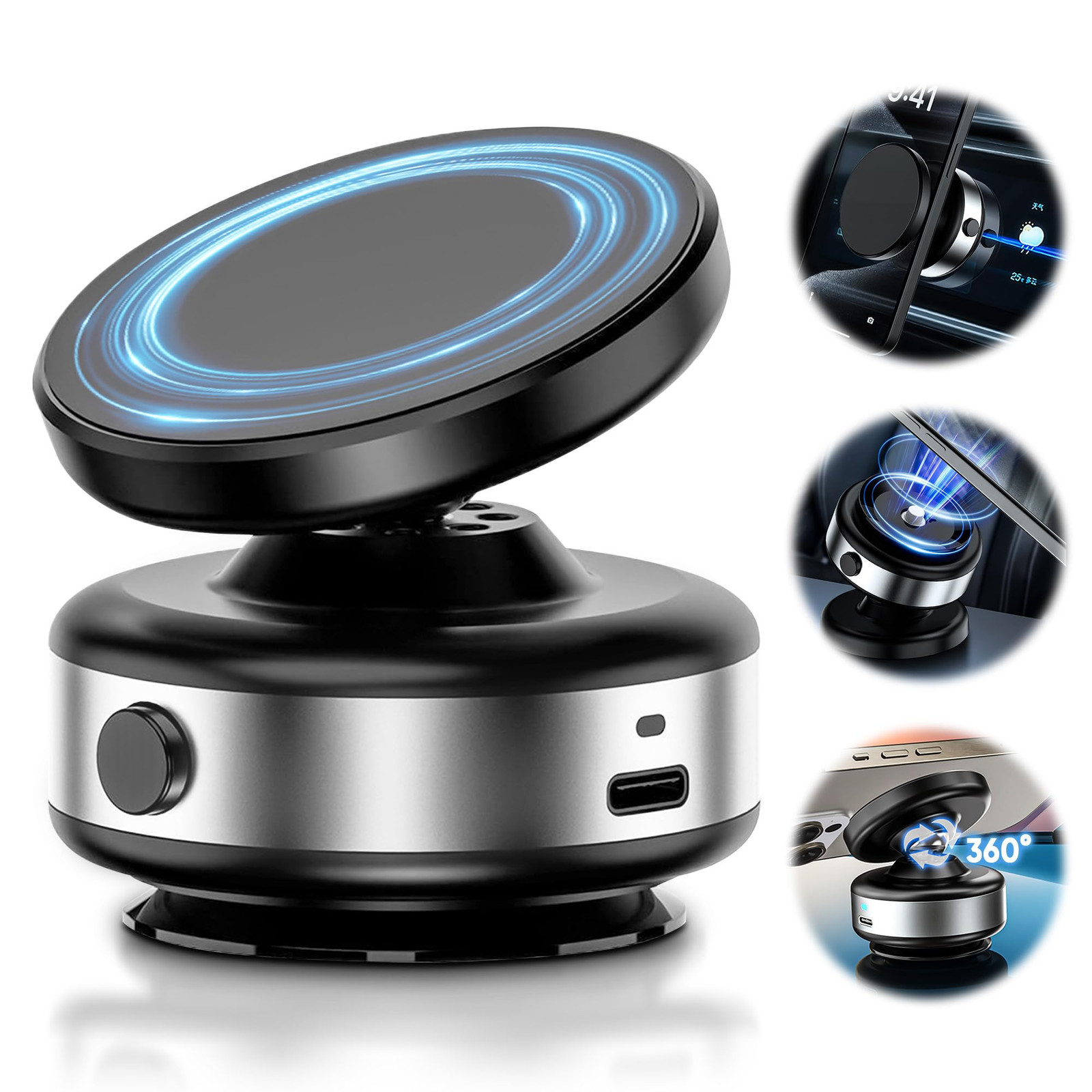 Upgraded 360° Adjustable Magnetic Phone Mount for Car with Vacuum Suction