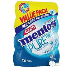 Mentos Pure Fresh Sugar-Free Chewing Gum with Xylitol, Fresh Mint, 120 Piece Bul