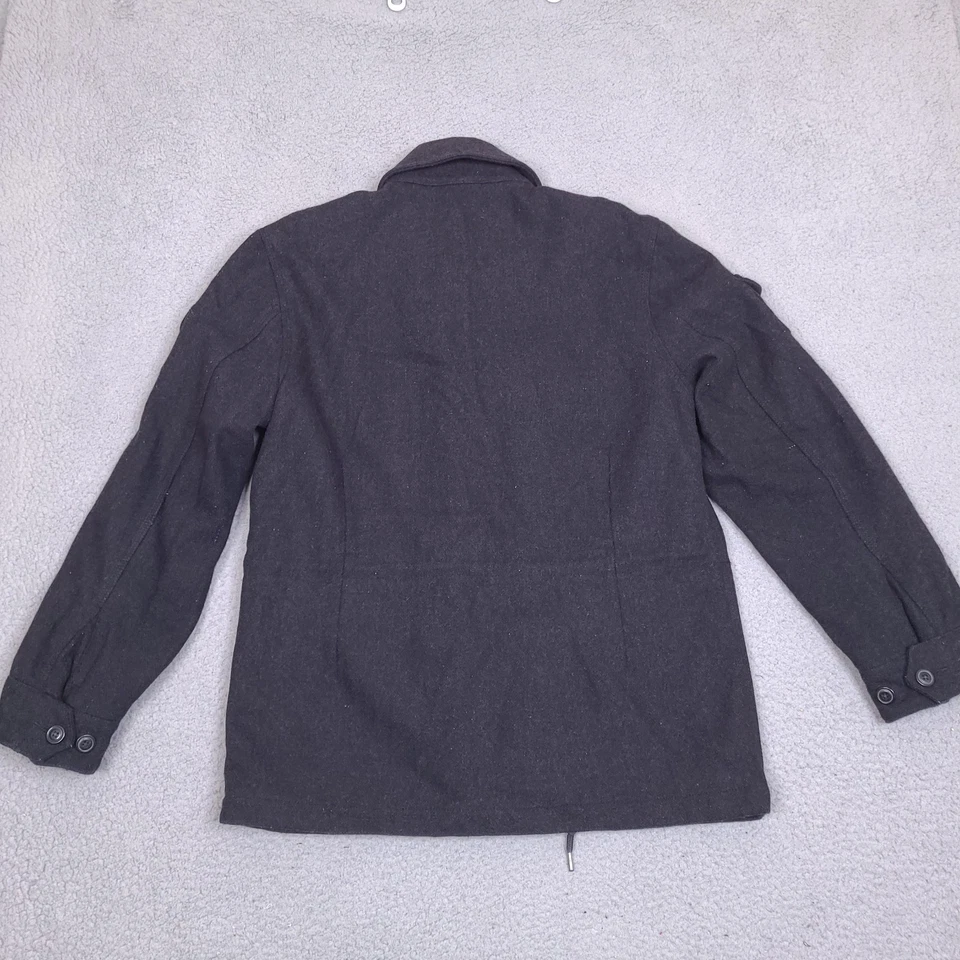 Old Navy Utility Military Field Coat Jacket Men Medium Charcoal Black Wool Blend - Image 2 of 4