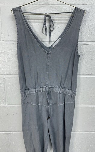 Young Fabulous & Broke Alex Linen Blend Pewter Gray Double V Tank Jumpsuit XS - Picture 3 of 7