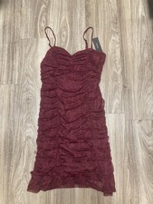 New Lulus Enchantress Plum Purple Ruched Lace Bodycon Dress, New with Tags Small