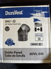 DuraVent DVL Galvanized Double Wall Stove Pipe 45 Degree Elbow, Black 6DVL-E45