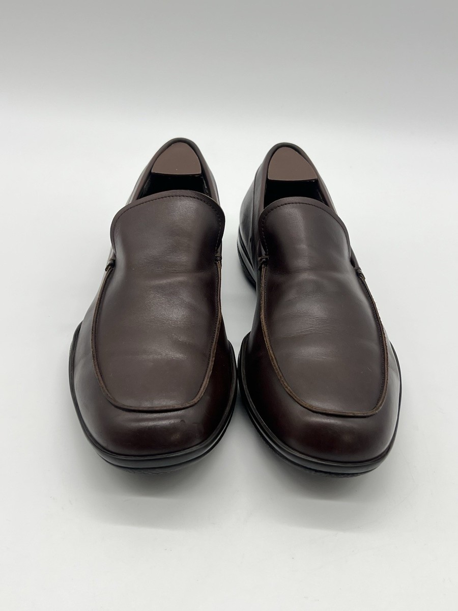 【USED】90's Italy製 leather Loafers PRADA 1645 Men's Sz 10 Brown Leather Luxury Slip-on Loafers Dress