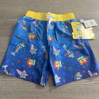 Spongebob Squarepants Graphic Boys Swim Shorts Trunks Size 6/7