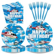 96Pcs Airplane Helicopter Birthday Party Decorations Serves 24